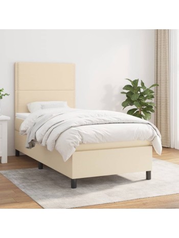 Boxspringbett mit Matratze Creme 90x190 cm Stoff