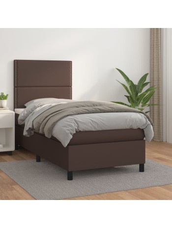 Boxspringbett mit Matratze Braun 100x200 cm Kunstleder