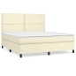 Boxspringbett mit Matratze Creme 160x200 cm Kunstleder