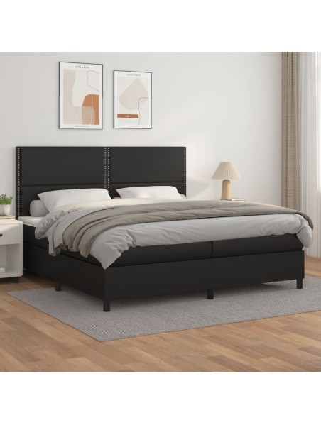 Boxspringbett mit Matratze Schwarz 200x200 cm Kunstleder