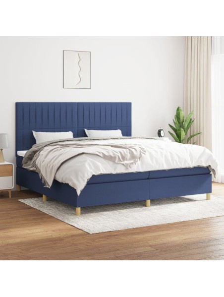 Boxspringbett mit Matratze Blau 200x200 cm Stoff