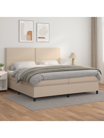 Boxspringbett Matratze Cappuccino-Braun 200x200cm Kunstleder