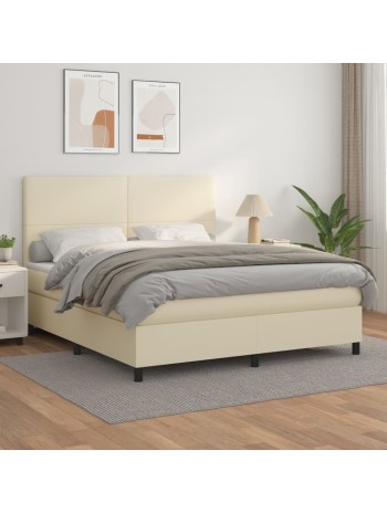 Boxspringbett mit Matratze Creme 180x200 cm Kunstleder