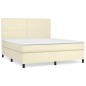 Boxspringbett mit Matratze Creme 180x200 cm Kunstleder