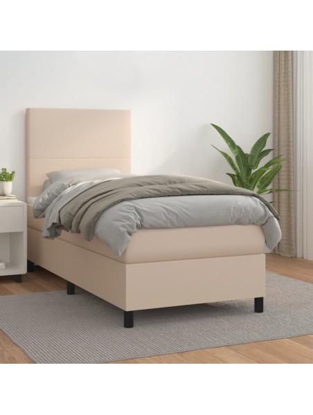 Boxspringbett mit Matratze Cappuccino-Braun 80x200cm Kunstleder