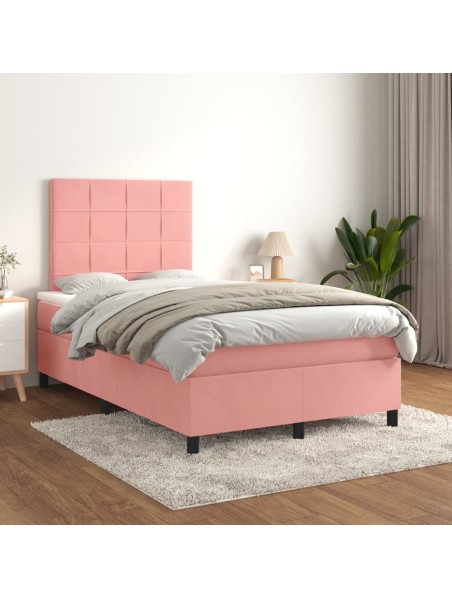 Boxspringbett mit Matratze Rosa 120x200 cm Samt