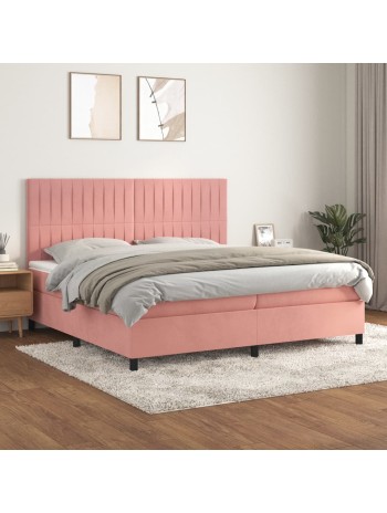 Boxspringbett mit Matratze Rosa 200x200 cm Samt