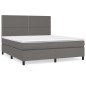 Boxspringbett mit Matratze Grau 180x200 cm Kunstleder