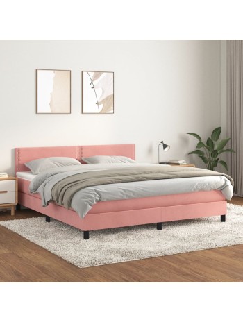 Boxspringbett mit Matratze Rosa 180x200 cm Samt