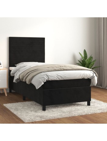 Boxspringbett mit Matratze Schwarz 80x200 cm Samt