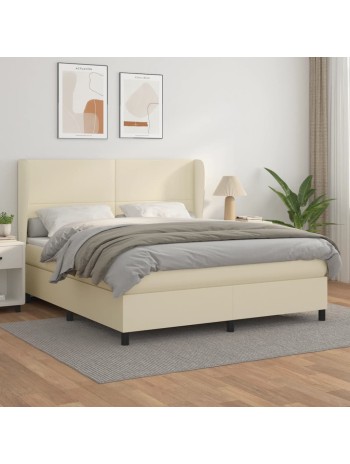 Boxspringbett mit Matratze Creme 180x200 cm Kunstleder