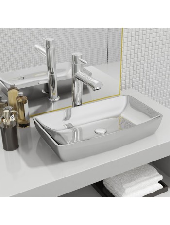 Badezimmer Waschbecken mit Wasserhahn und Ablaufgarnitur Braun Gehärtetes GlasHome-Essentials